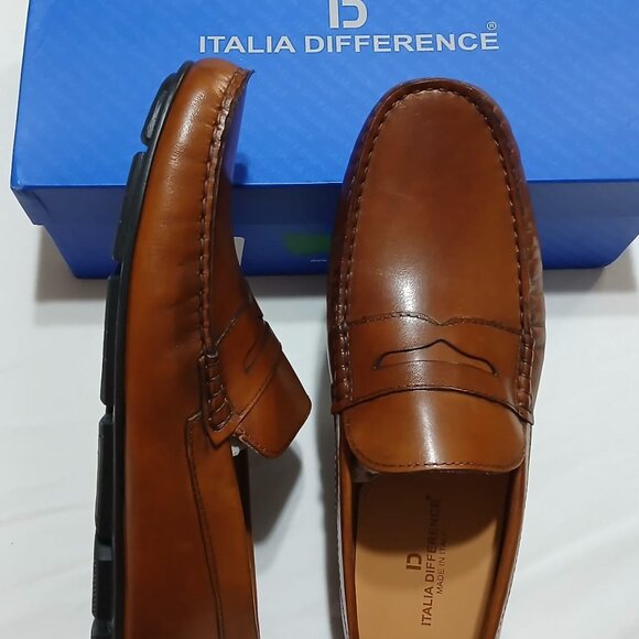 NEW Italia Difference Men's Brown Penny Loafers - Picture 1 of 3